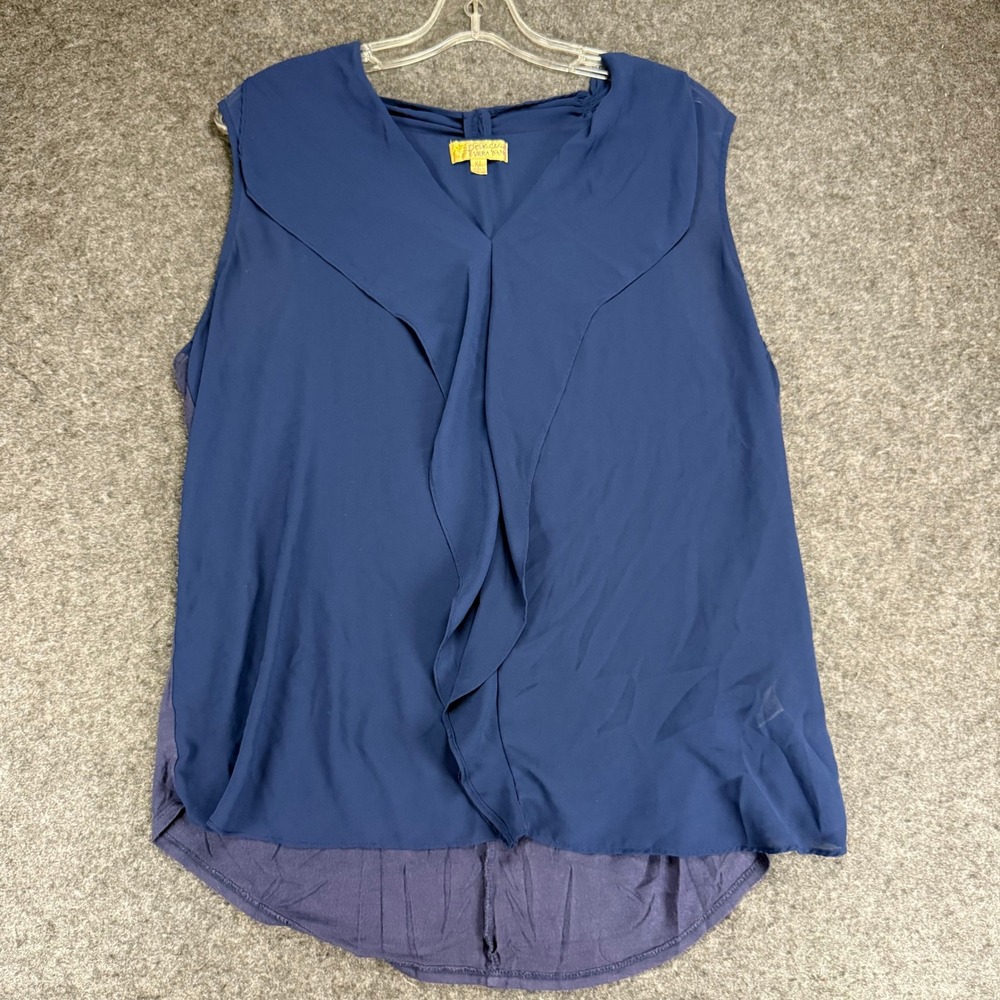 Princess Vera Wang‎ Womens XL Sleeveless Navy Blue Layered Blouse